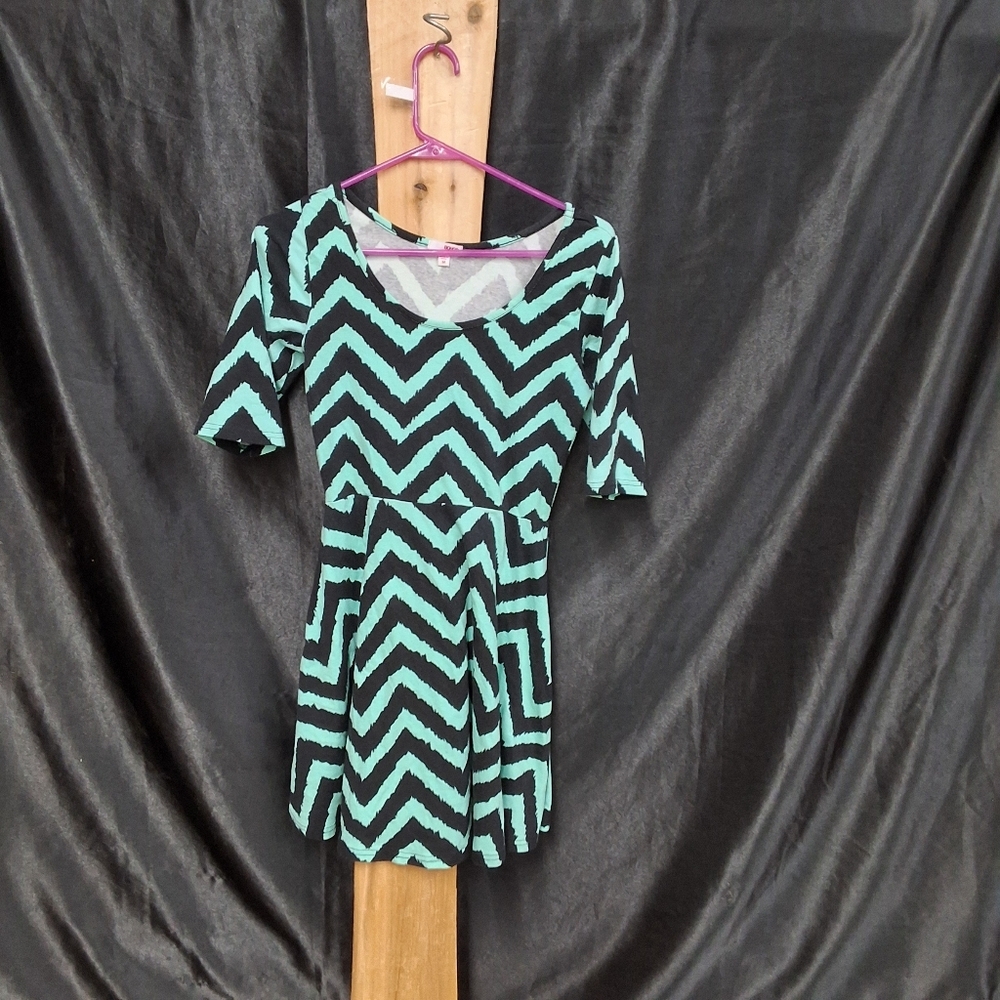 Bogo MIDI dress size medium teal and black stripe scoop neck dress